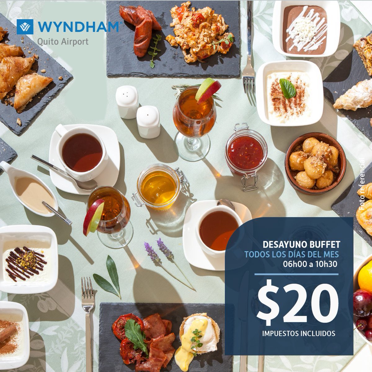 Desayuno buffet🍇🍌🍳 todos los días del mes de 06h00 a 10h30. ¡Te esperamos para que lo disfrutes en familia!

Información y pedidos: 
📲0989173698
☎️023958000
📧eventos@uniquemoments.com.ec