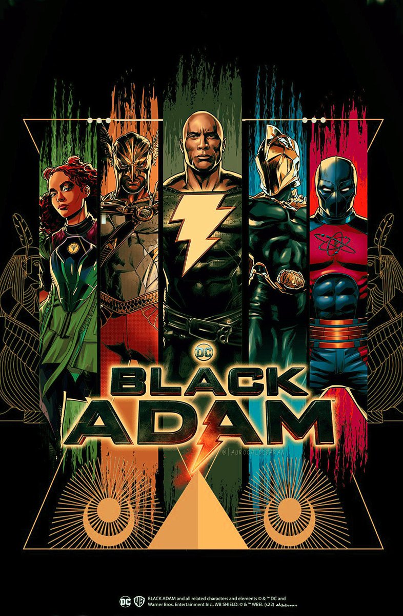 TheRock's tweet photo. JUNE 8th.
Our world premiere trailer of #BlackAdam⚡️ and the long awaited introduction of DC’s JSA. 
Justice Society of America. 
#Hawkman 
#DrFate
#Cyclone 
#AtomSmasher 
#JSA 
The hierarchy of power in the DC Universe will change. 
#ManInBlack https://t.co/ok0c5R36wf