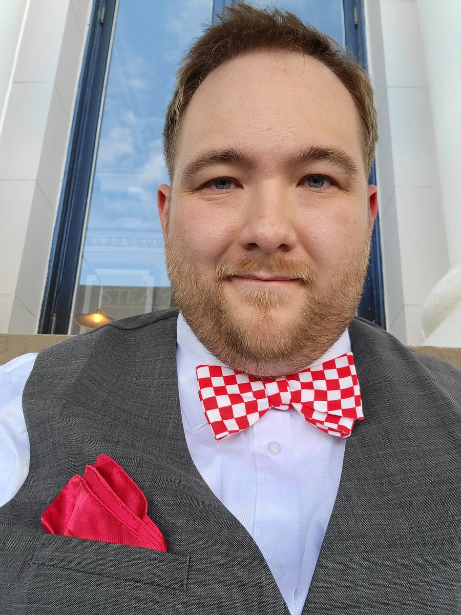 NeilChrisHist's tweet photo. I am sitting here in Victoria, at the building that once housed the offices of the BC Coast Steamship Service, sipping a "Steamship Shaft," wearing a bowtie made in the pattern of the BCCS flag and ship's propeller cufflinks, having just submitted my thesis. 

Life is good. https://t.co/l8dCsYJhI8