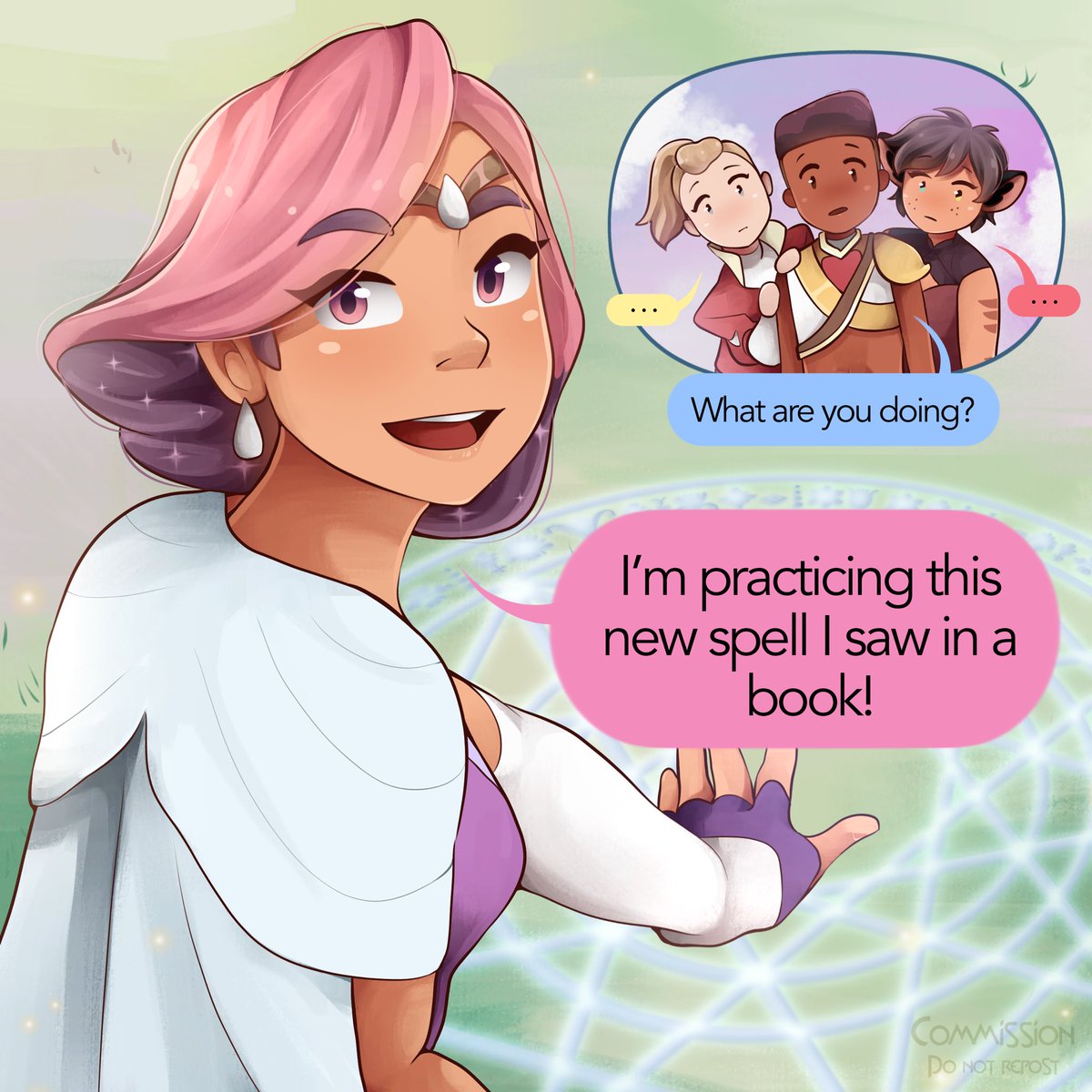 applesartt's tweet photo. a commission I did a while back with the prompt “the best friend squad switches bodies” 1/2

#shera https://t.co/G0eXRSmZ7d