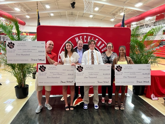 Congratulations to our 2021-22 scholarship recipients -Jaiya Bolden, Emma Williams, Griffin Peterson &amp; Gavin Johnson! What a well-deserving group! <a href="/SMHSSabres/">South Mecklenburg HS</a> @SM_Sabres