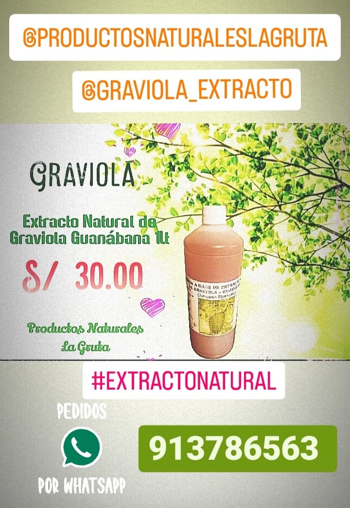 eviponciano's tweet photo. @JardinNatural
Extracto Natural de Graviola Guanábana 1Lt
Cápsulas de Hoja de Graviola Micropulverizada
Pedidos 913786563 https://t.co/0xPLKbjxW6