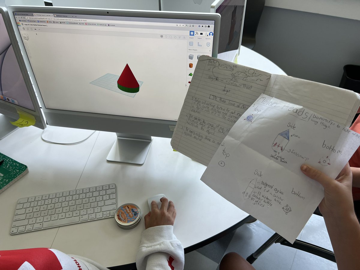 mrvdestefano's tweet photo. Using Tynker CAD to 3D print the top of our rockets 🚀 https://t.co/MAzCbYX7PH