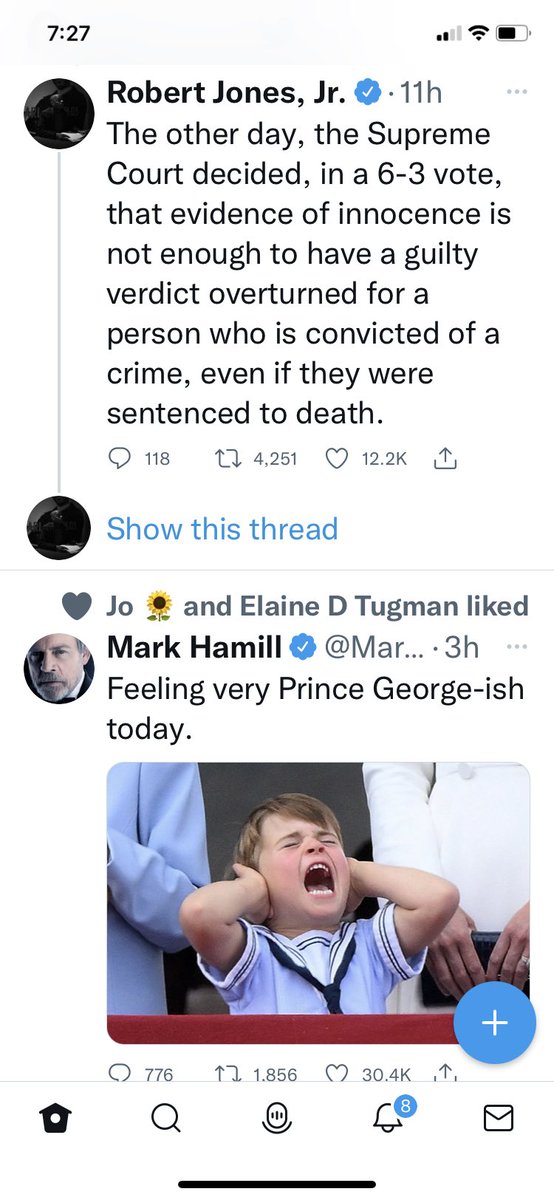 mcarolineford's tweet photo. @MarkHamill Your tweet captured my reaction to the tweet that proceeded it…fortuitous it was! https://t.co/fM6KZ4NPvW