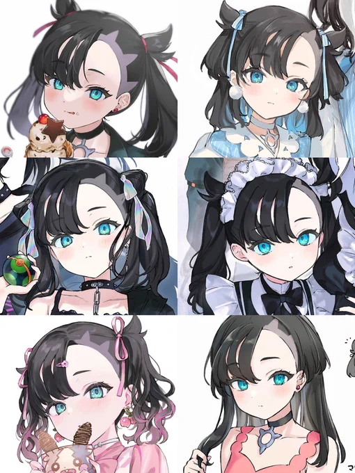 今まで描いてきたマリィちゃんの髪型地味に色々アレンジまとめ
左上は通常 
