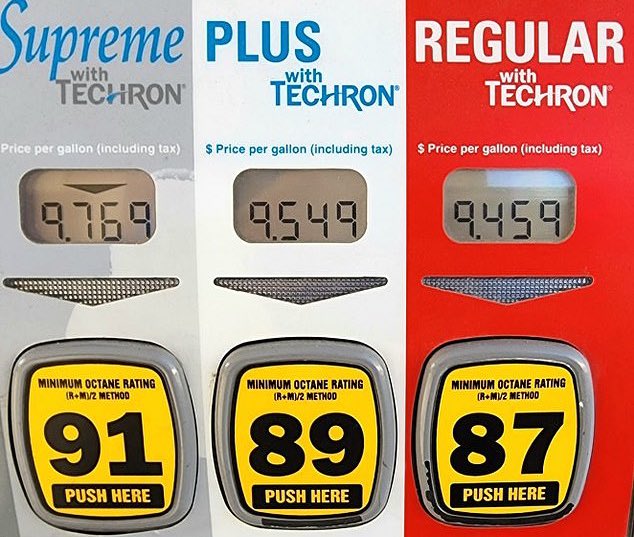 MikeSington's tweet image. Current gas prices at Mendocino, California gas station.