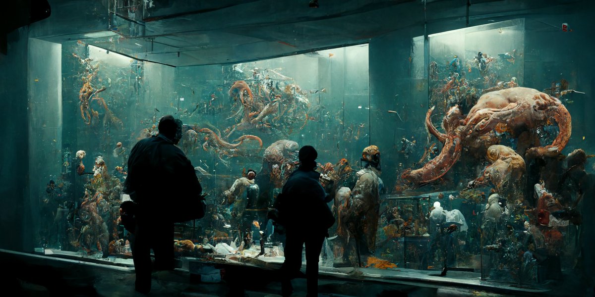 chippwalters's tweet photo. Saltwater museum of alien nightmares #MidjourneyAI https://t.co/2GDqLHIrl0