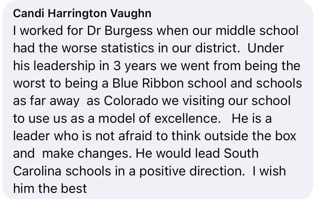 BforSCEd's tweet photo. Another everyday endorsement! I believe I can lead our state out of this period of teacher shortages, low academic outcomes, and inequitable access into a better position for the futures we want our children to have! 

Early voting: May 31st - June 10th
Primary Day Vote: June 14 https://t.co/pDtVuRHzKb