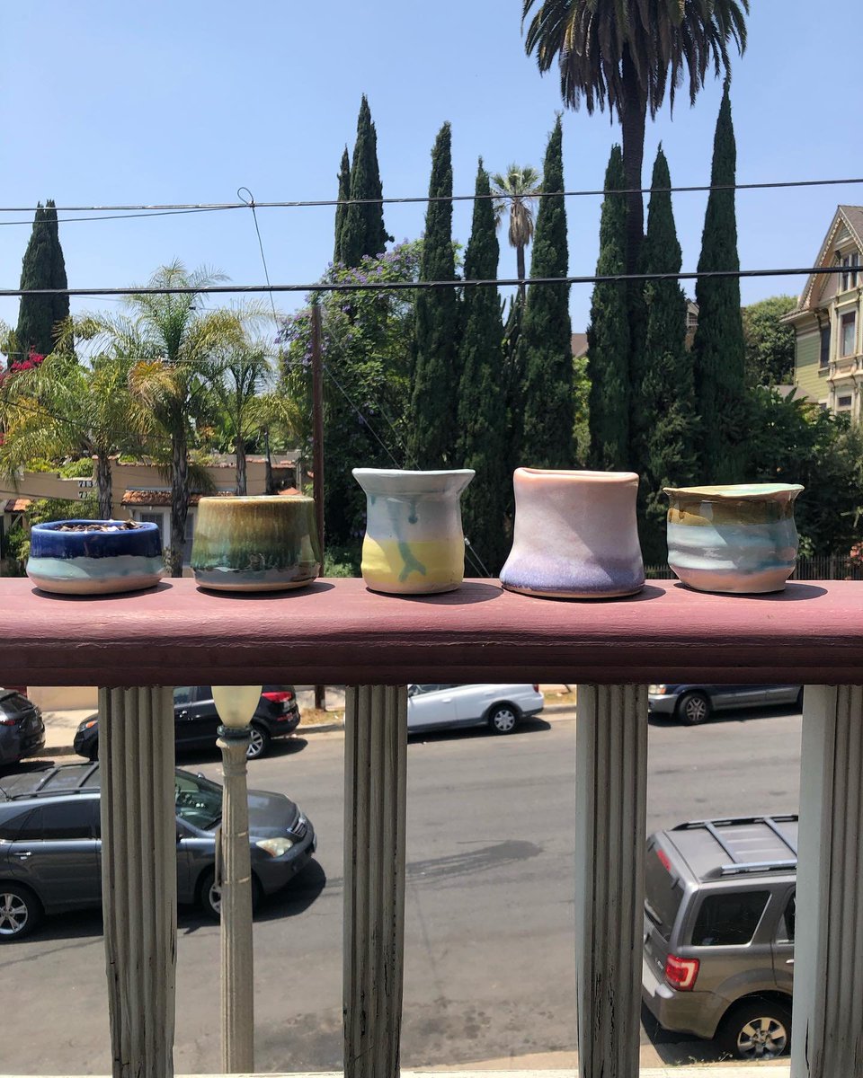 KaitlinEBrennan's tweet photo. My new life?? STARTS and STOPS at the potter’s wheel. Getting ready to send these hand-thrown, glazed pots (by moiiii) with some succulents in them to my first unsuspecting victims. No idea how I should package these for cross-country shipping…c’est la vie!!!! https://t.co/9HCFJTRZr8