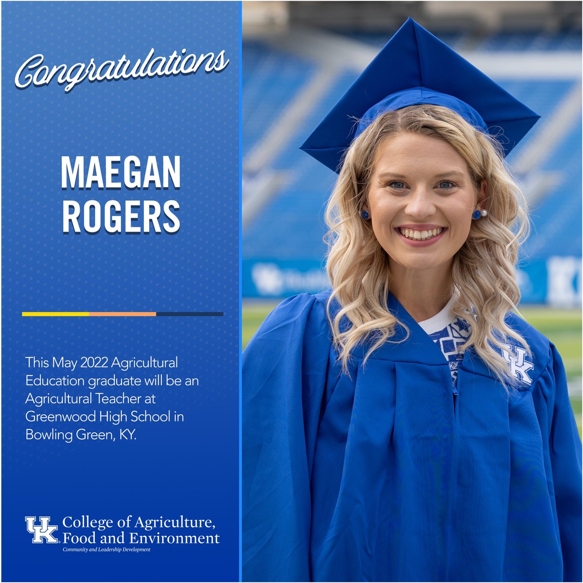 UKAgEd's tweet photo. This Wildcat 😺 is now a gator 🐊!!! Please join us in congratulating Ms Maegan Rogers on accepting the agriculture teaching position at Greenwood High School in Bowling Green. We couldn’t be more excited for her journey!
#aimukaged #gradsgetjobs #wildlypossible https://t.co/vqgjhXwpIn