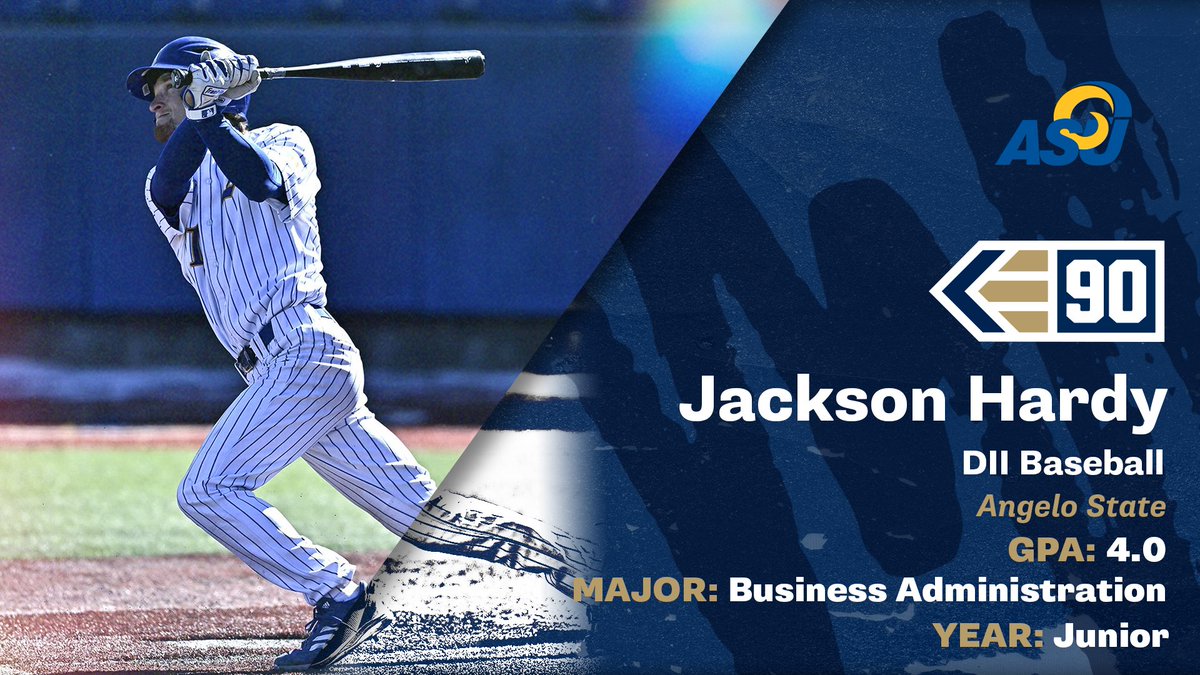 NCAA's tweet photo. With a 4.0 in business administration, @RamsASUbaseball junior @JHardy07 earns the #Elite90 award for #D2BSB! ⚾ https://t.co/mTQsQFlWWJ