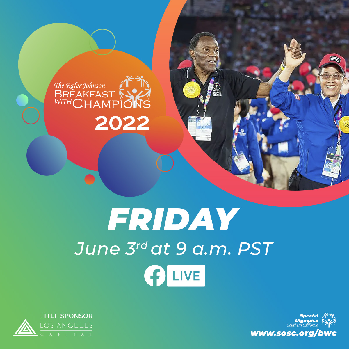 SOSoCal's tweet photo. Thank you to everyone for tuning in to the Rafer Johnson #BreakfastWithChampions virtual event! 🎉🥞

There's still time to sponsor an athlete. Visit https://t.co/sQPzS0MC1z for details.

#WeAreSOSC #SOSCBWC https://t.co/Q5kOXuaxBF