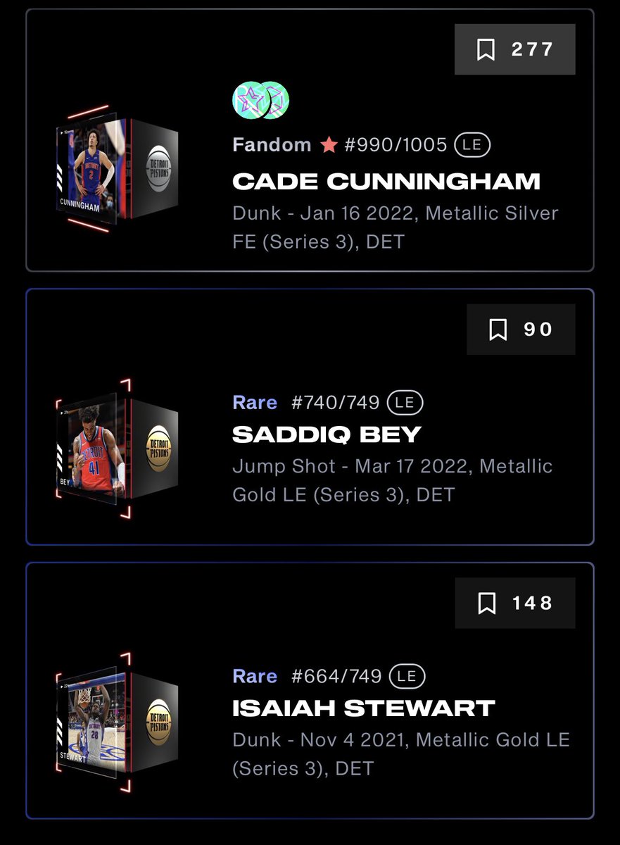 Blockchain_BBs's tweet photo. Pistons set holders - want to find out how to win one of these three moments from our young core? 👀

Head to the Pistons set holders @nbatopshot channel in Discord to find out 🔥 https://t.co/tO4uXeHii9