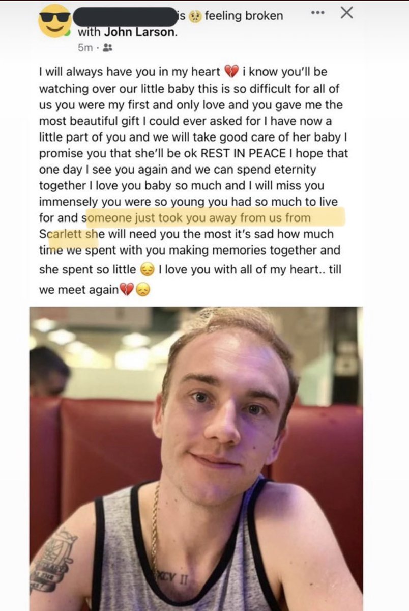 iamlegacy23's tweet photo. “Someone just took you away from us, from Scarlett”
In fact I agree! Someone did this and starting today— I’ll ask #JusticeForJohn
Can’t wait for the toxicology results!#JohnLarson https://t.co/vMYwrixhy2