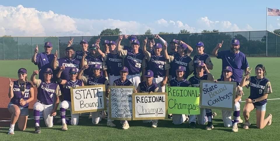 Round Rock, Texas get ready, 
Here come the D’Hanis Cowboys! 
Region IV Champions 

D’Hanis defeated Fayetteville in two games, 11-2 &amp; 7-4. 

State Tournament begins Wednesday at Dell Diamond