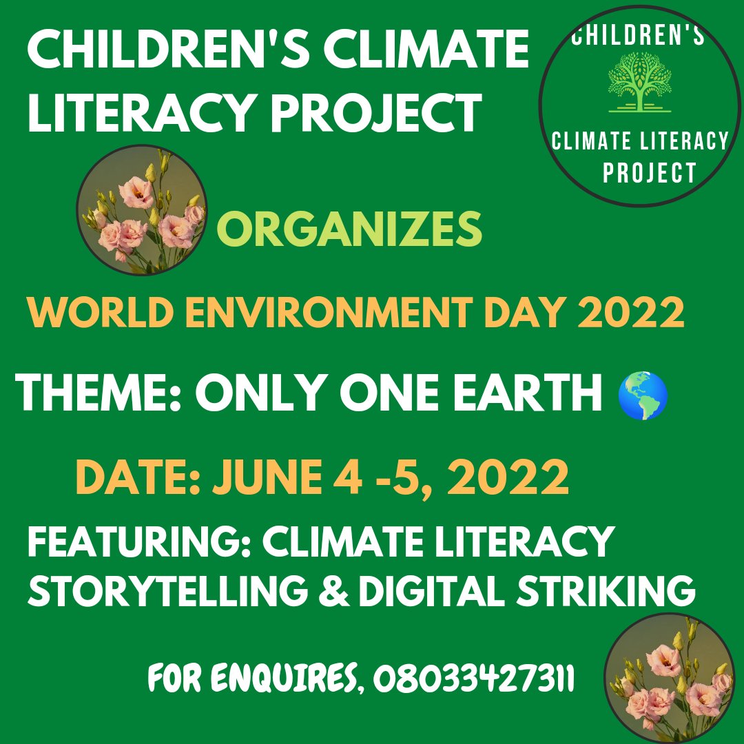 Climate4Kiddies's tweet photo. WORLD ENVIRONMENT DAY 2022 comes up June 5, 2022. Theme for the year: ONLY ONE EARTH. Join us as we engage children in storytelling on how to preserve our only Earth 🌎.
#WorldEnvironmentDay 
#Stockholm50 
#OnlyOneEarth 
#ourkidsclimate
#parents4futureG
#shareyourself https://t.co/PttkBnLwQu