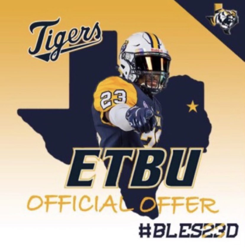 TexansSavedMe's tweet photo. #AGTG I am blessed to say I received an offer to play at East Texas Baptist University!!!! @CraigFant66  @coachjwmoore @Bmayp @ETBU_Football @TrustMyEyesO @Nederland_FB https://t.co/fTY7JiV1vK