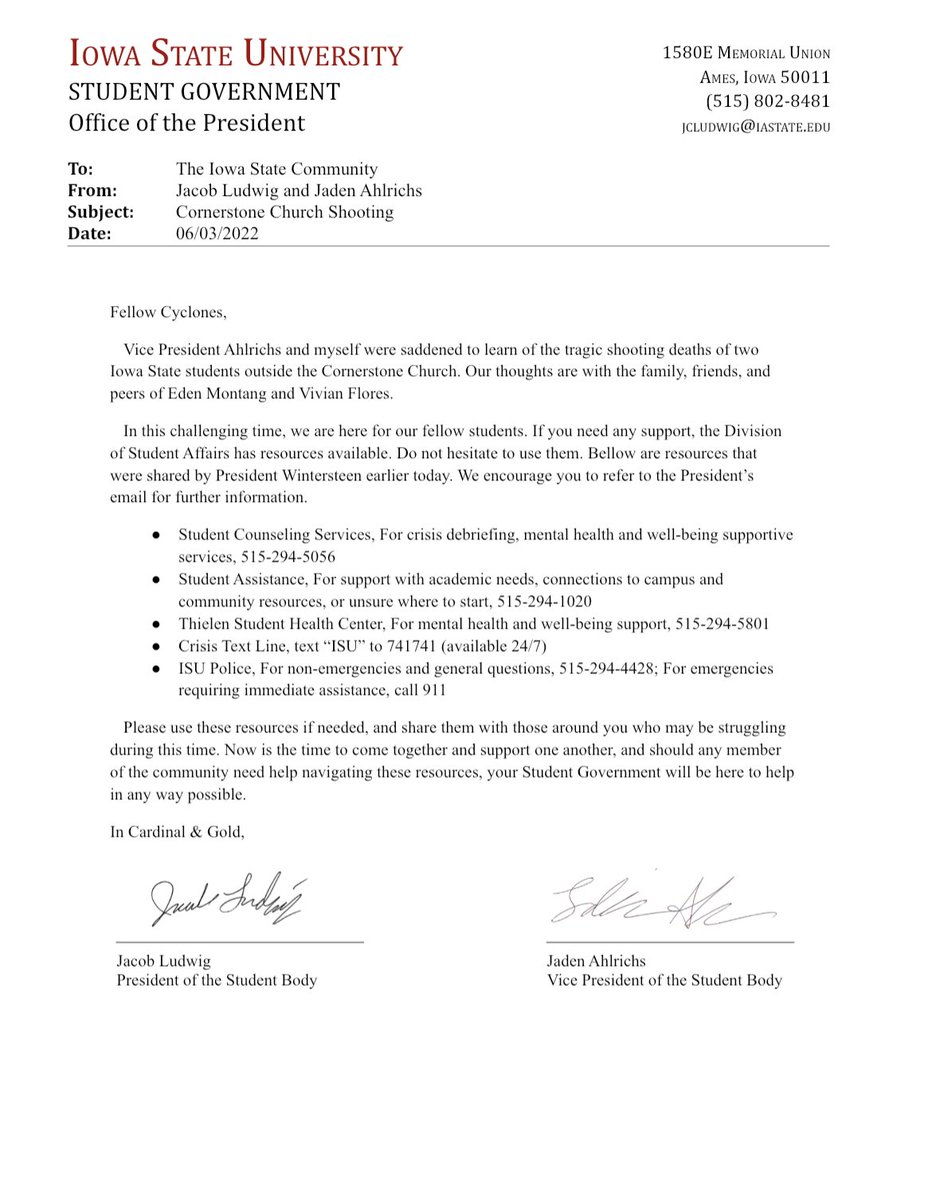 Iowa State University Student Government tweet media