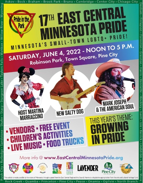 Happy Pride Month!
To celebrate, we are bringing our free kids painting activity, Kids Can Be Artists Too, to the East Central's Pride Event! If you're near Pine City, come visit us noon to 5PM tomorrow, and have a gay old time!

#ECRAC #ArtsLegacy