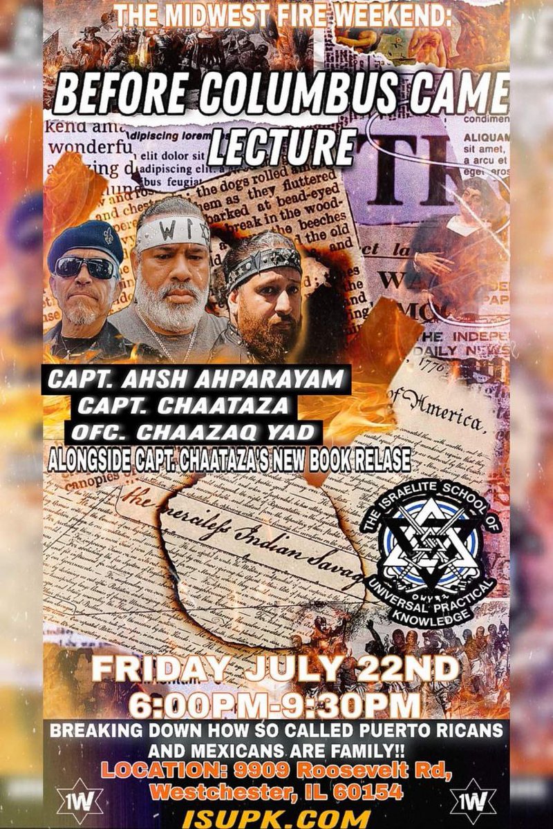 ISUPKCHICAGO's tweet photo. 🔥🔥🔥 It’s gone be lit. All Blacks, Hispanics and North Americans are invited to our #MidwestFireWeekend 
#Blacks #Hispanics #NorthAmericanIndian 
#Christianity 
#Israelites https://t.co/XUYQnNgAND