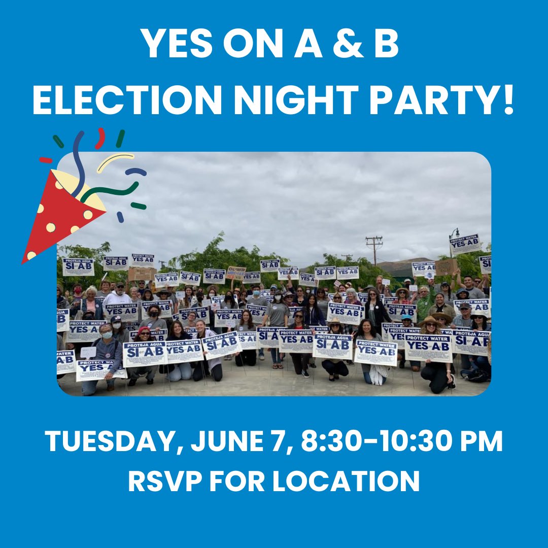 🎉 Join us on election night to celebrate all the hard work we have put in to win a YES vote on Measures A & B! Canvass with us: vcsafe.org/canvassing Party RSVP link: mobilize.us/fww/event/4652… #yesonaanb #VenturaCounty