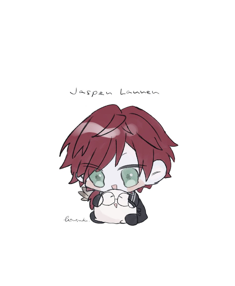 1boy red hair male focus chibi green eyes white background solo  illustration images