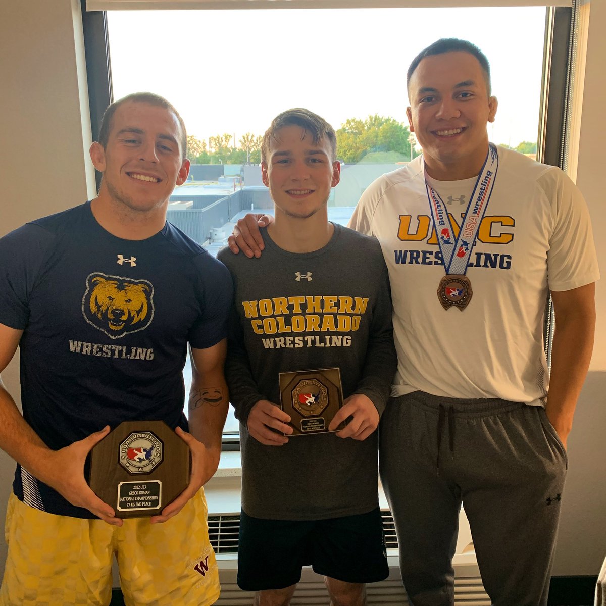 UNCBearsWrestle's tweet photo. U23 World Team Trials (Greco-Roman): Cody Eaton 2nd place, Jace Koelzer 4th place, Xavier Vasquez 5th place.

Dyson Kunz &amp; signee Andrew Blackburn-Forst were both 2nd in the U20 WTT Challenge brackets as well.

#BearDown https://t.co/L1XOAkgib5
