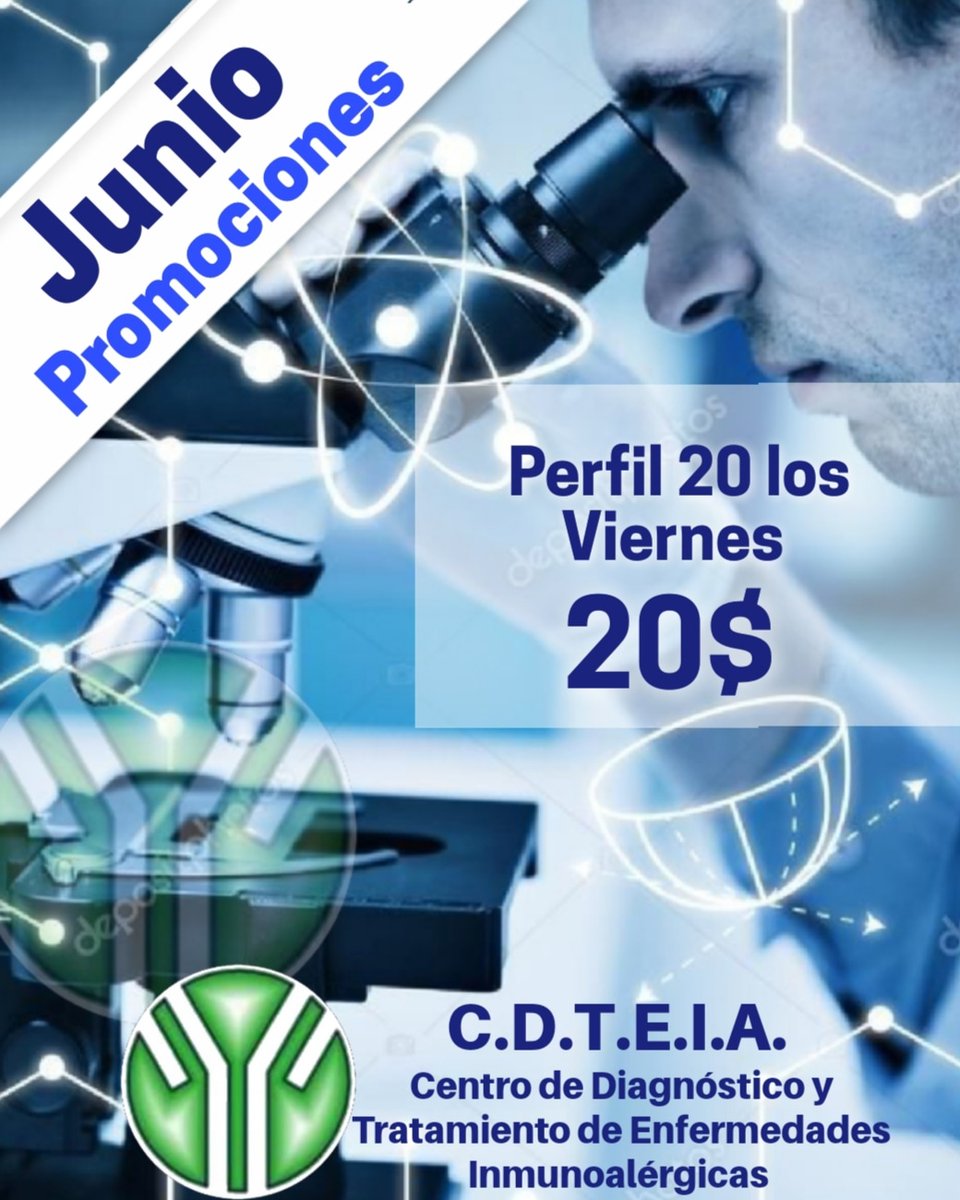 CDTEIACentro's tweet photo. No dejes pasar la oportunidad y realizate tu prueba perfil 20 los días viernes de junio por tan solo 20$ en @CDTEIACentro 0424 8684410 #InnovandoParaTuSalud #Laboratorio #Lecheria #Barcelona #PuertoLaCruz #Perfil20 #AnalisisClinico #Alerta #Salud https://t.co/N85PiaqLCt