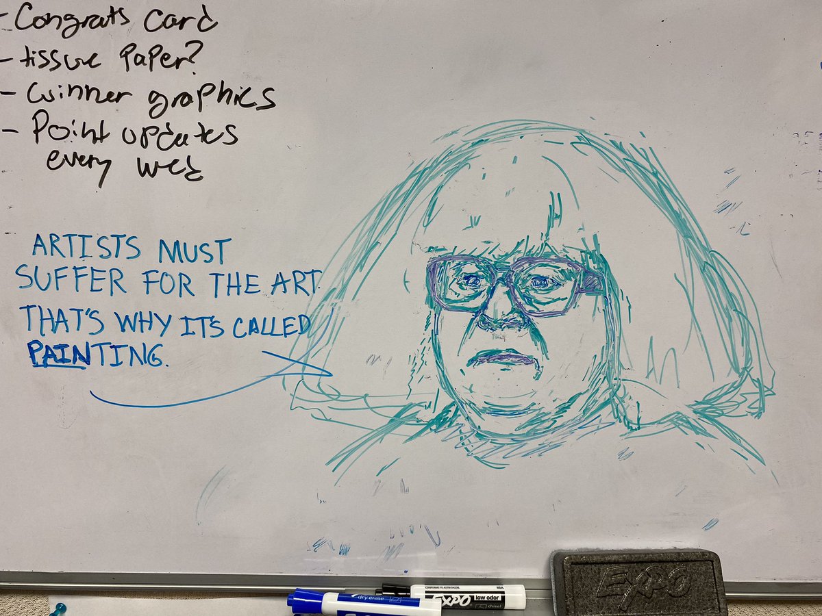 munk_collette's tweet photo. What I tell myself every time I nearly throw out my back drawing on this stupid whiteboard. #art #suffering https://t.co/JqXyrAAO8F
