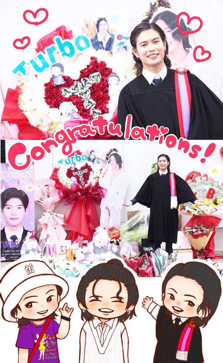 yomoko20's tweet photo. Turboくんの卒業式にUKAさん(@uka_pinkmilk )と一緒にお花を贈りました💐
@kaowgowithtur 様、ご協力ありがとうございました!😆✨
Turboくん卒業おめでとう🎓❤️
#TBgraduation https://t.co/Sg1Y3ElYW8