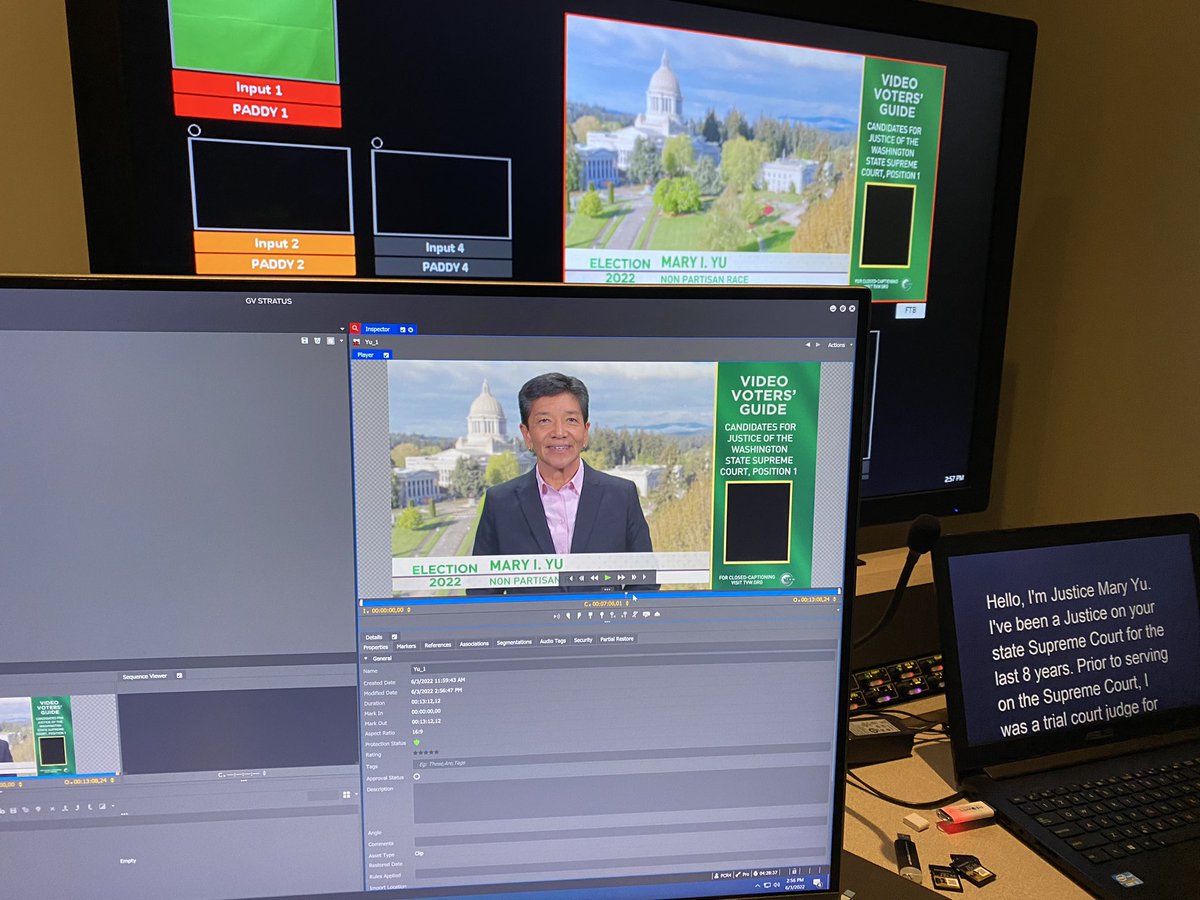 JudgeMaryYu's tweet photo. Had fun at TVW studios recording my video voter statement; what a great service by TVW! 

Thanks to Nicole Grane, Jeff Pinell and my dear friend Rhonda Salvesen for making this so easy. @TVWnews https://t.co/tKeNU3PWFZ