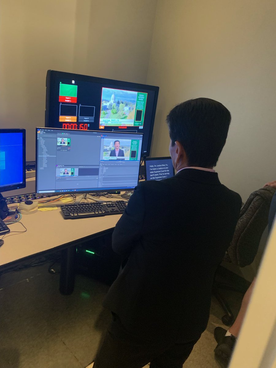 JudgeMaryYu's tweet photo. Had fun at TVW studios recording my video voter statement; what a great service by TVW! 

Thanks to Nicole Grane, Jeff Pinell and my dear friend Rhonda Salvesen for making this so easy. @TVWnews https://t.co/tKeNU3PWFZ