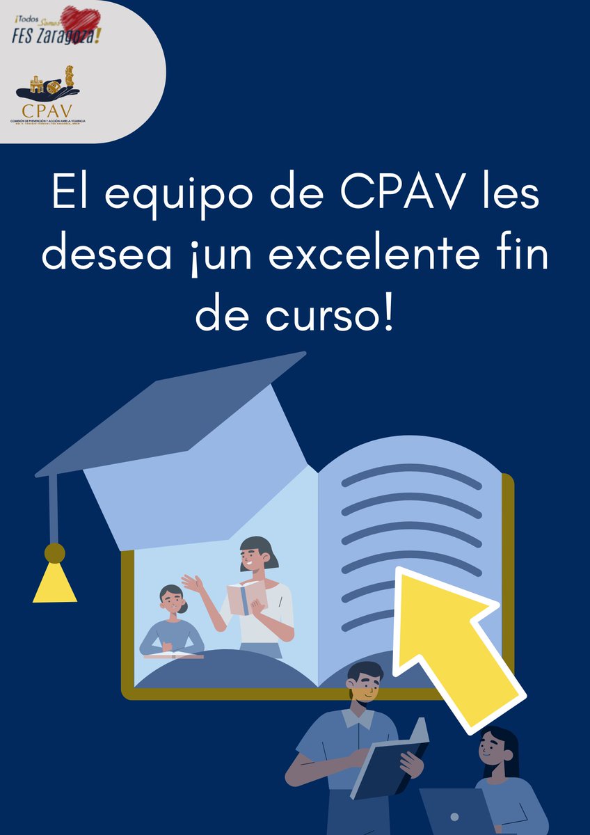 CpavFESZaragoza's tweet photo. ¡Les deseamos un feliz fin de cursos!
#CPAV
#TodosNosCuidamosEnFESZaragoza https://t.co/WdOyJlqHLm