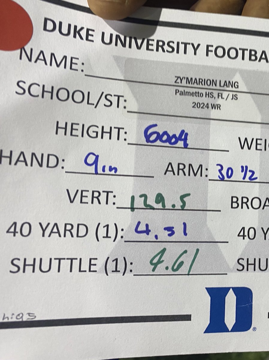 4⭐️ Zy’marion “Li Nook” Lang (@nook1k1) on Twitter photo Had a good day at Duke university and received a new 40 time - 4.31💪🏾 <a href="/PalmettoFBall/">Palmetto Football</a> <a href="/CoachDaveMarino/">Dave Marino</a> <a href="/RI5E_Sports/">RI5E Sports</a> Had a good day at Duke university and received a new 40 time - 4.31💪🏾 <a href="/PalmettoFBall/">Palmetto Football</a> <a href="/CoachDaveMarino/">Dave Marino</a> <a href="/RI5E_Sports/">RI5E Sports</a>
