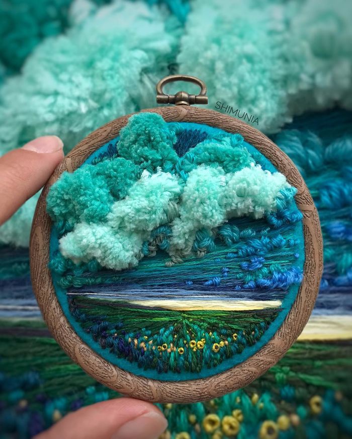 WOMENSART on X: Self-taught embroidery artist Vera Shimunia creates  embroidered work depicting landscapes #WomensArt  /  X