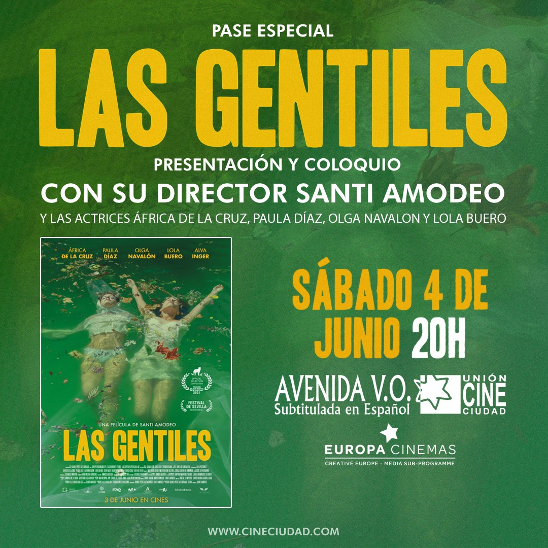 📢¡Noticia!
Este sábado 4 de junio PASE ESPECIAL de 'Las Gentiles' en el cine Avenida 🕗A las 20.00h el director <a href="/Santi_Amodeo/">Santi Amodeo</a> y las actrices de la película África de la Cruz, @paudiamor, Olga Navalon y <a href="/lolabuero/">Lola Buero</a> presentarán el filme 👇
🎫Entradas: cineciudad.com