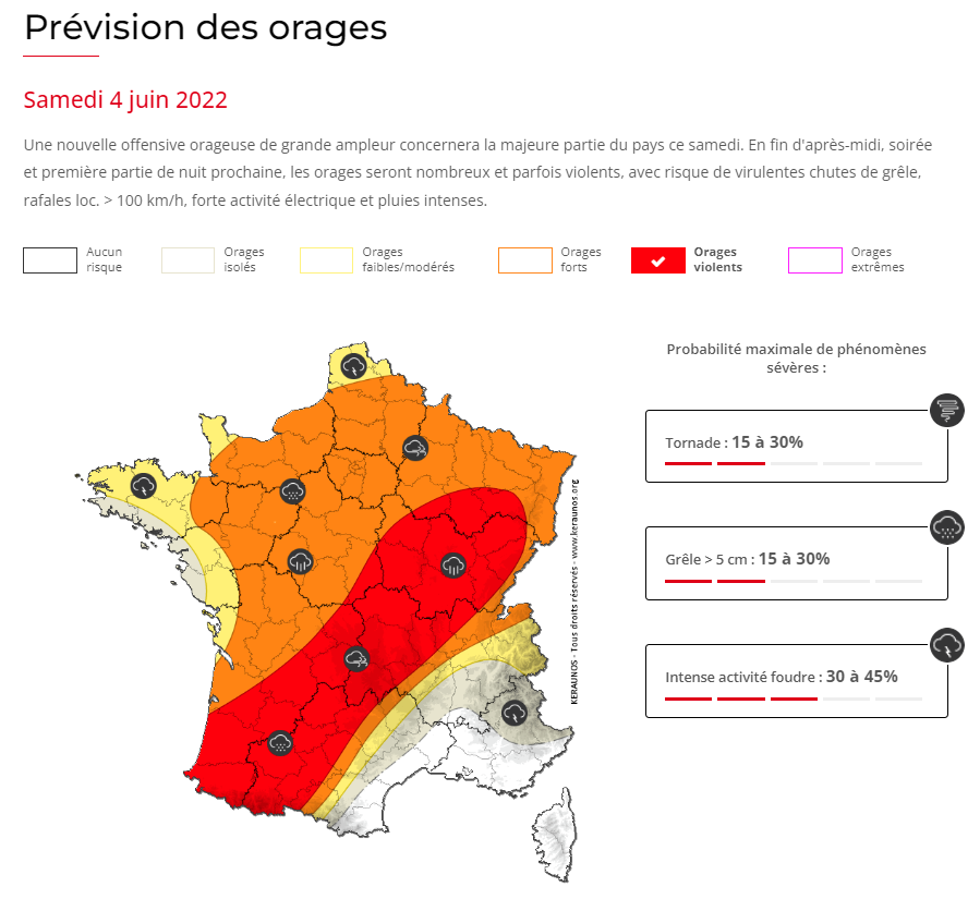 Nouvelle journée d'#orages violents attendue ce samedi avec dégradation de grande ampleur sur la majeure partie du pays. Les détails : 