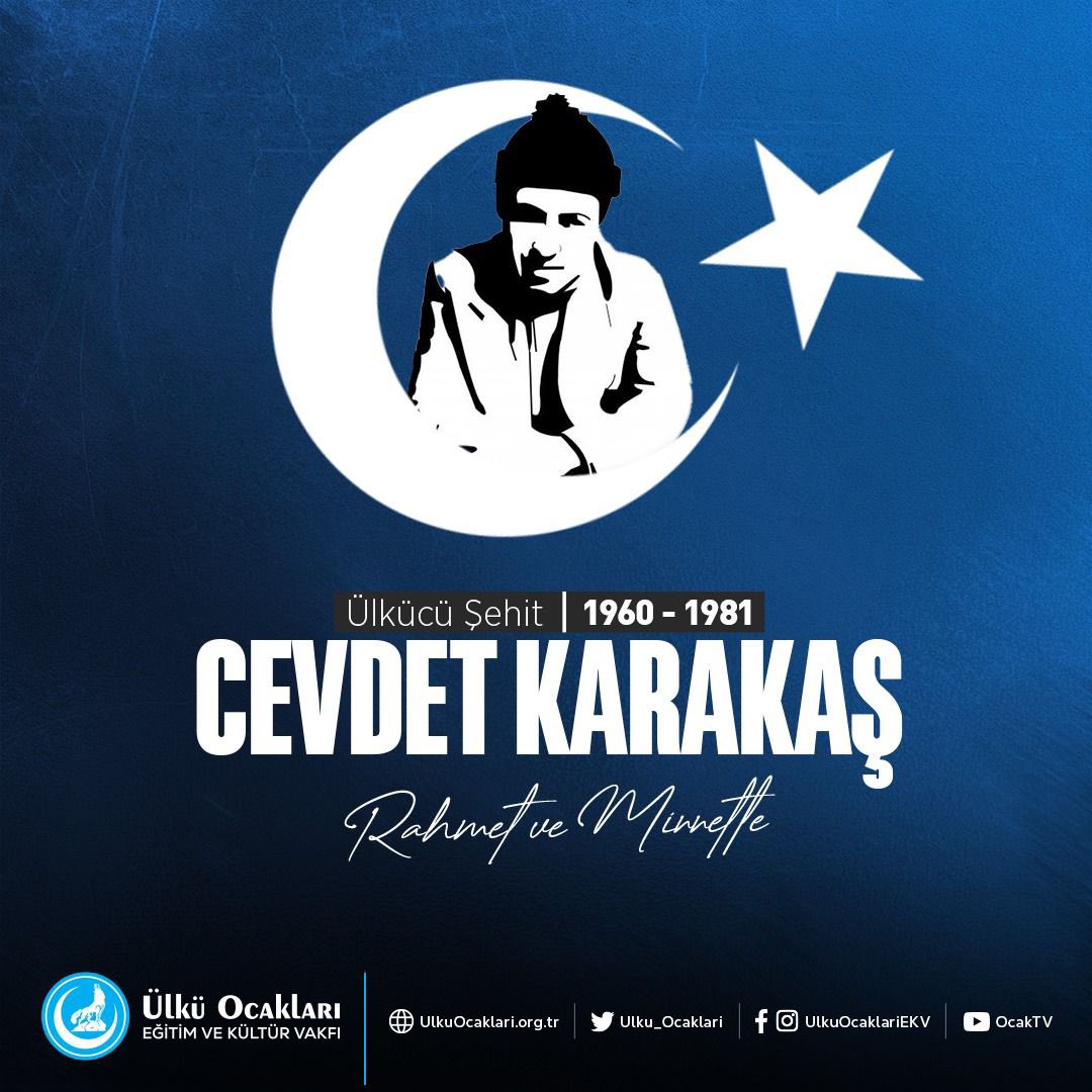Ülkücü Şehidimiz #CevdetKarakaş’ı şehadetinin yıl dönümünde rahmet ve minnetle anıyoruz.