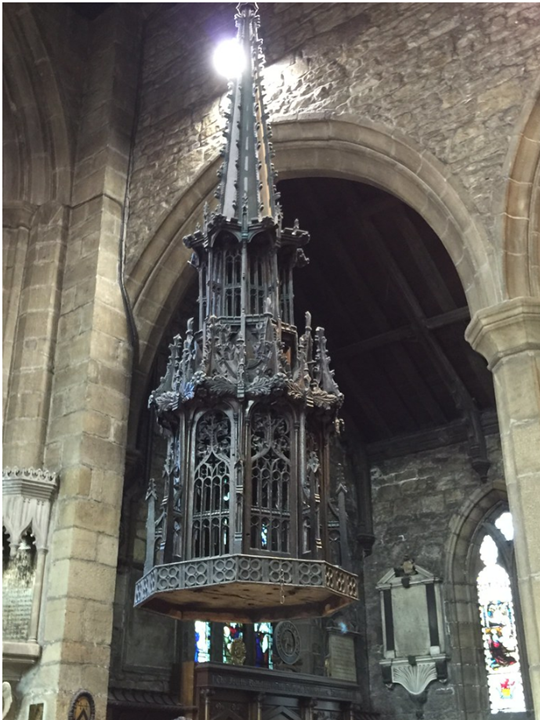 SarahBlick3's tweet photo. #FontsOnFriday Twin C16 #FontCovers Bradford Cathedral &amp; Halifax Minster. Halifax retains more original details. Both over-the-top elaborate tracery, nodding ogees, intricate foliage, &amp; more. https://t.co/WIX2kRwf5y