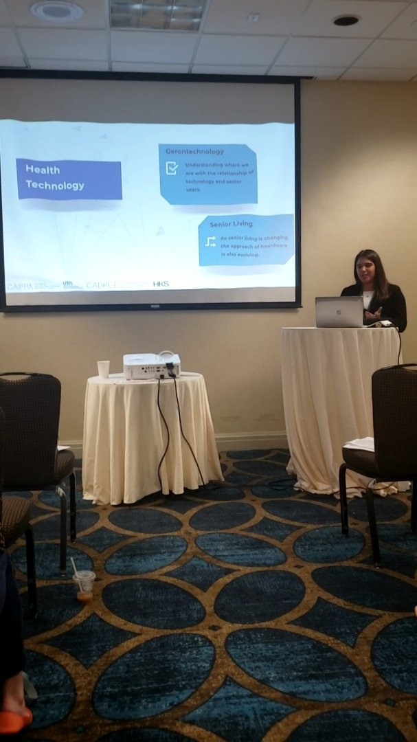 CADREresearch's tweet photo. First conference presentation from our #AgDU team! We also had a great discussion with the audience about supporting #AgingInPlace through #health #technology and the #built #environment @mavsMICHI @UTAcappa @edratweets #EDRA53 #HealthInAllDesign https://t.co/GwHsu4yaw6