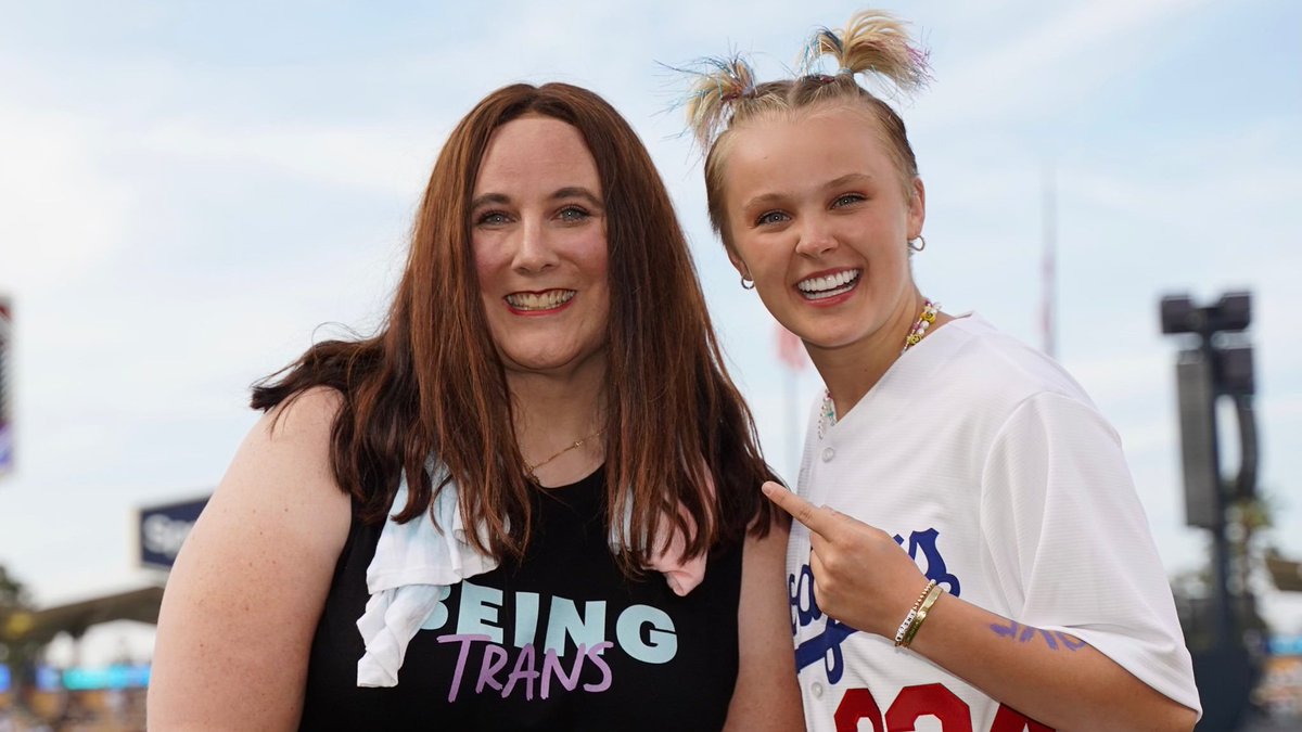 UCLAHealth's tweet photo. It’s #LGBTQ Night and the @Dodgers are honoring Chloe Corcoran, an advocate for the LGBTQ community who had facial feminization surgery at UCLA Health. Staff, friends (like @itsjojosiwa) and our LGBTQ Champions gathered to celebrate #Pride and join Chloe’s cheering section. https://t.co/bZvFvZCFff