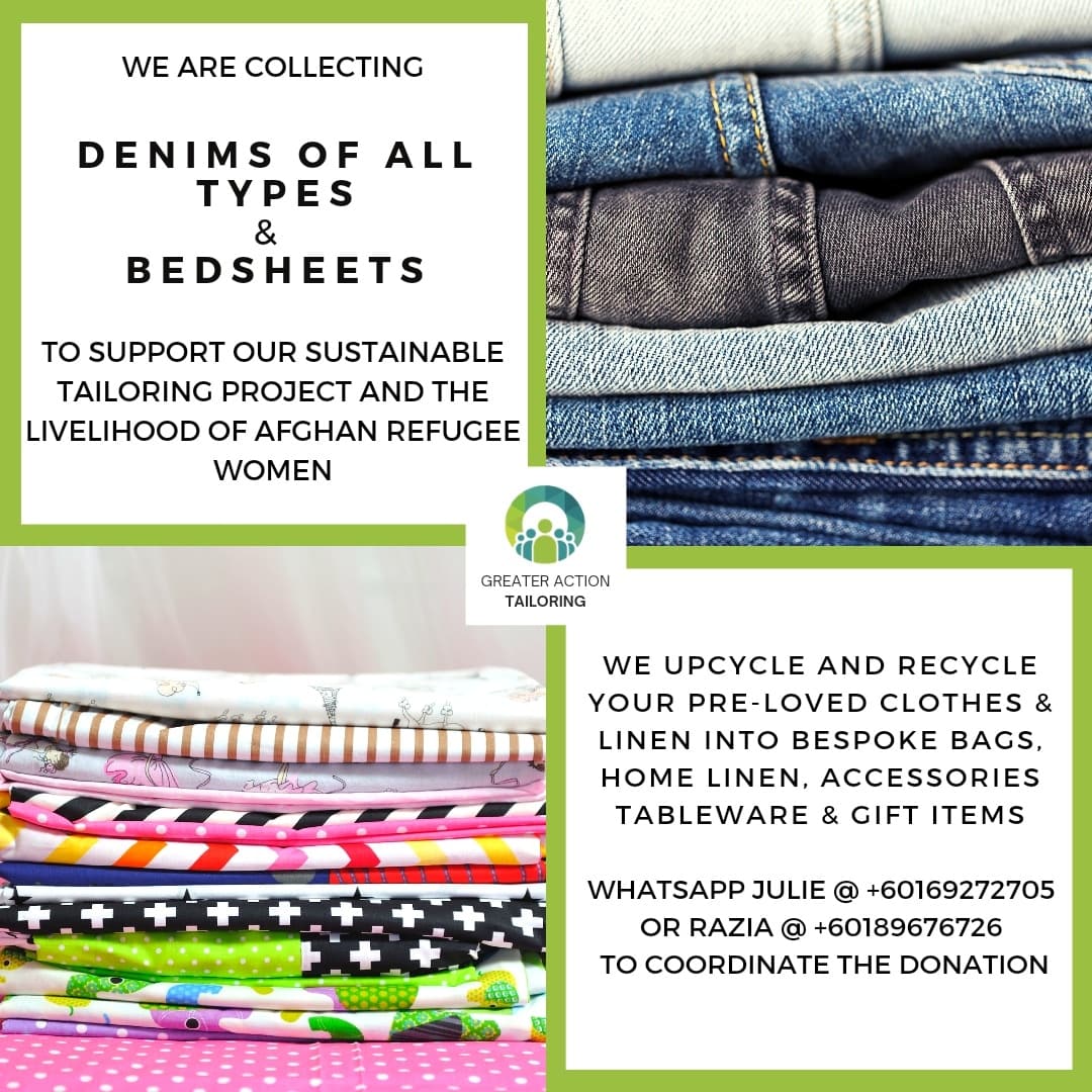 Have any denims or bedsheets in decent condition to let go? We turn them into beautiful bags, home linen &amp; gift items.
Donate or run a collection drive in your neighborhood.

Thank you for your support 💚🙏
#greateraction #donate #recycle #recycleclothes #sustainablelifestyle