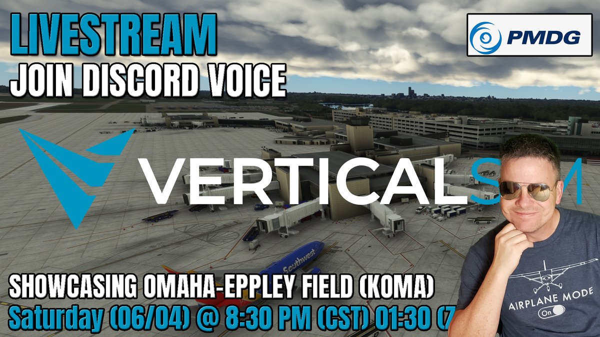 TubeSim's tweet image. LIVE | MSFS | FLY-IN MP | SHOWCASING VERTICALSIM OMAHA-EPPLEY SCENERY | DISCORD VOICE | KOMA-KDEN #MSFS​ #Verticalsim #PMDG​
youtube.com/watch?v=nka52y…