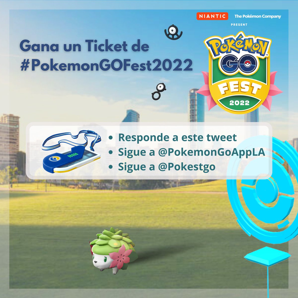 ¿Quieres ganar una entrada al #PokemonGOFest2022? 

- Dale RT. 
- Responde a este tweet sobre porqué deberías ganarte una entrada, etiquetando a <a href="/pokestgo/">Pokestgo</a> + @pokemongoappla y usando #PokemonGOFest2022. 

¡Tienes una hora!