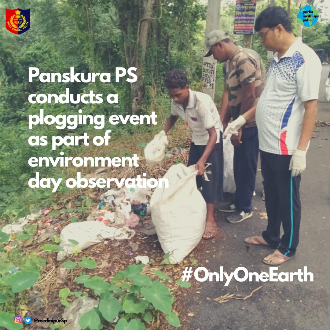 MedinipurSp's tweet photo. An early start to observing
Environment day! PLOGGING events are going on at different Police Stations as a part of environment day observation.

#Plogging
#HumaneInUniform 
#OnlyOneEarth 
#CleanUp 
#PurbaMedinipurInOurHeart https://t.co/GeD3Rv8S5y