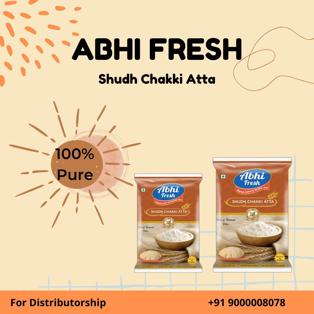 abhifreshatta's tweet photo. Abhi Fresh Shudh Chakki Atta is a 100% pure whole wheat flour brand. This chakki Atta is rich in fiber and has no maida content. Rotis made from Abhi Fresh Atta stays softer for long time.
#ChakkiAtta #HealthyFood #FitIndia #Health #WheatFlour #IndianFood #Atta #PureAtta https://t.co/bWWSC5JNr6