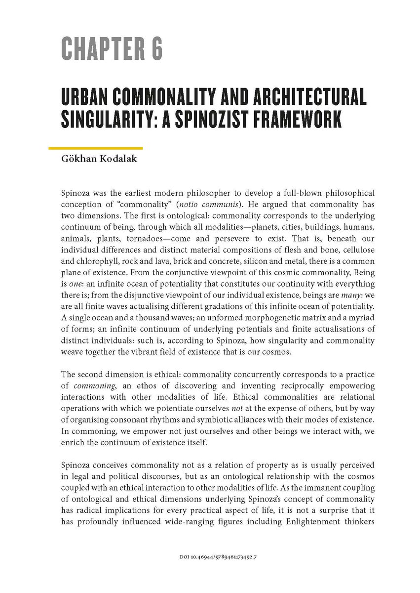 My book chapter, "Urban Commonality and Architectural Singularity: A Spinozist Framework," is published in The Rise of the Common City: On the Culture of Commoning (2022).

Fittingly, the entire book including my piece is open access and can be read here:
library.oapen.org/handle/20.500.…