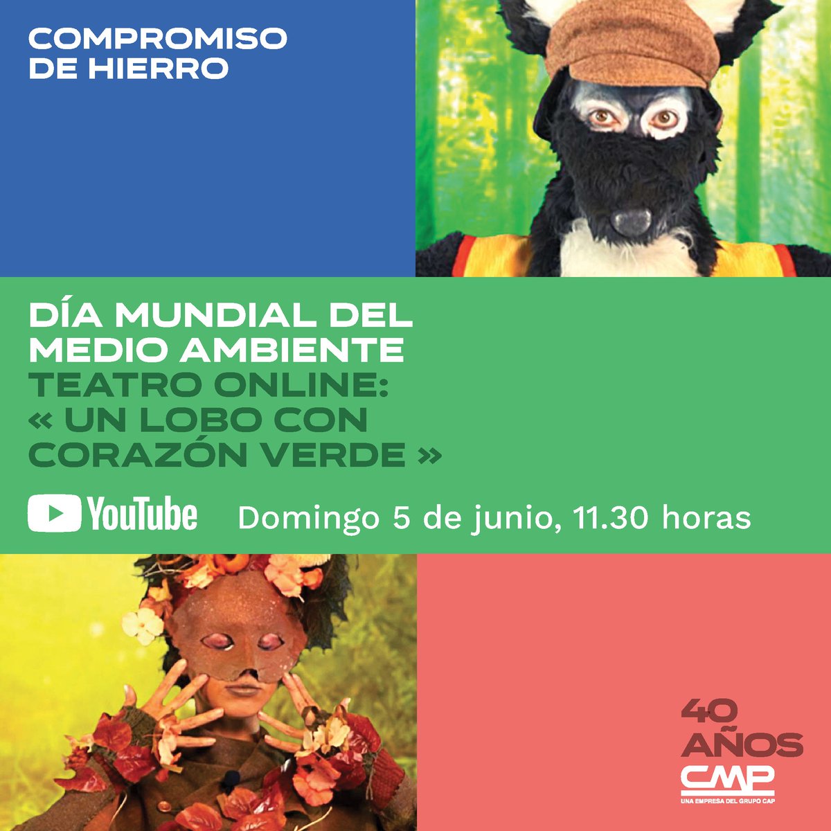 Te invitamos a conmemorar el Día Mundial del Medio Ambiente, a través de una educativa obra de teatro online llamada ‘Un Lobo Con Corazón Verde’ 💚
Conéctate a través del siguiente link: lnkd.in/dWb36zbF y disfruta junto a tus familiares y seres queridos.
