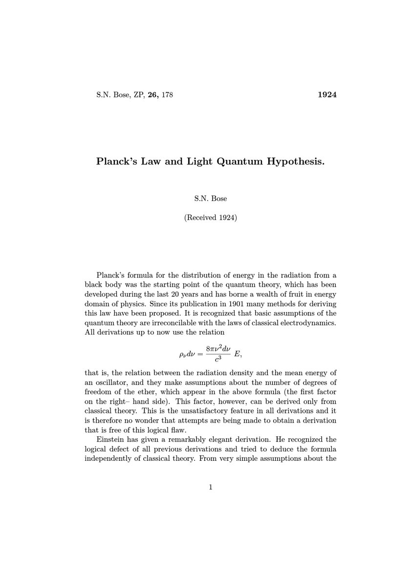 NilanjanDasAITC's tweet photo. .@GoogleDoodles honours physicist Satyendra Nath Bose, who developed the Bose-Einstein condensate theory.

On this day, SN Bose sent his formulations to Albert Einstein. His paper ‘Planck’s Law and the Hypothesis of Light Quanta’ is a very important finding in quantum theory. https://t.co/nQqy3yyTOx
