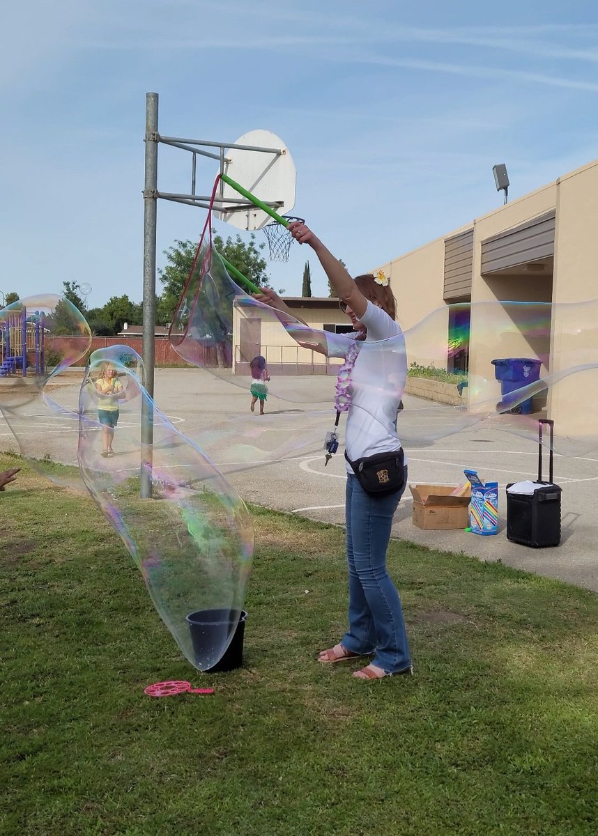 What a fun last day of school party! The kids (and adults) loved the giant bubbles. I overheard one student asking, "what if they go to outer space?" 😆

Happy Summer Everyone! 🌞🌺